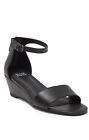 Eileen Fisher Mara Sandal Wedge Black Leather Ankle Strap Back Zip Women Size 9