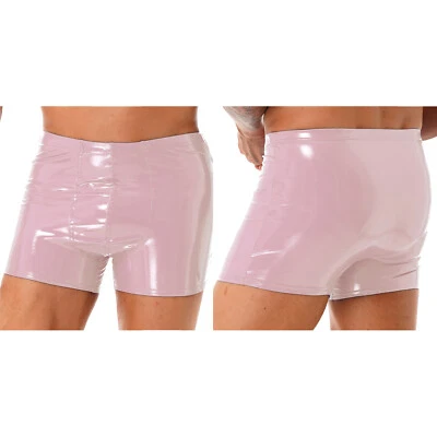 Mens Patent Leather Swim Trunks Sexy Boxer Shorts Briefs Underwear Underpants - Image 1 of 4