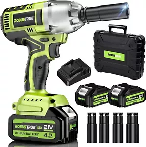 800Nm Cordless Impact Wrench 1/2" Brushless Motor 2x 4000 mAh for Car Truck RV - Picture 1 of 8