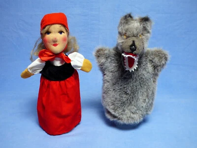 2 Kersa Handpuppen Rotkäppchen und der böse Wolf selten - Bild 1 von 4