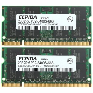 4GB 2x 2GB DDR2 800MHz PC2-6400S 200Pin CL6 SODIMM Laptop Memory SDRAM ELPIDA BT - Picture 1 of 8