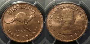 1961 (P) Australia Half Penny 1/2d PCGS MS65 RD Gem UNC #1408 - Picture 1 of 6