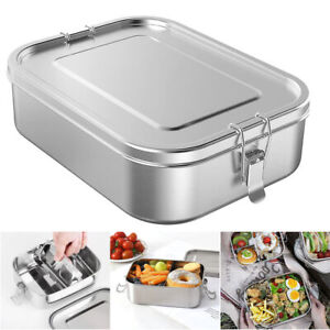 UK Stainless Steel Bento Food Container Compartment Picnic Lunch Box Case