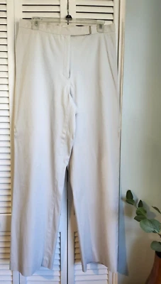 Liz Claiborne Anissa 直筒高腰裤米色棉质 12 码 — 第 1/4 张图片