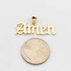 Old English Script Amen Pendant Real Solid 10K Yellow Gold All Sizes