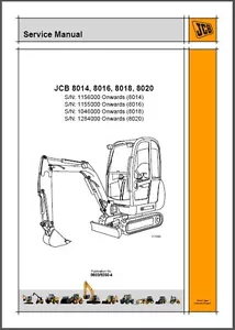 JCB 8014 8016 8018 8020 Mini Excavator Service Repair Workshop Manual CD - Picture 1 of 3