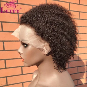 Peluca Afro Kinky Rizada Corte Pixie Cabello Humano Barata Transparente 13X1 Pelucas Frontales de Encaje - Imagen 1 de 9