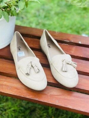 De colección Nuevo Sin Caja Y2K Fioni EE. UU. 11 M Beige Vegano Gamuza Zapatos sin Cordones Boho Western Foto 1 de 4