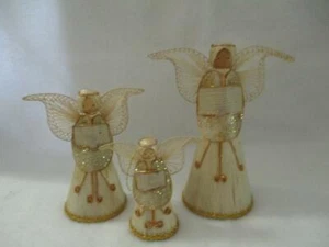 3 Piece Set of Straw Christmas Angels - Picture 1 of 12