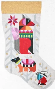 Needlepoint Handpainted Christmas Stocking Melissa Prince Fox 19" - Picture 1 of 4