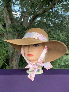 JUICY COUTURE Scarlett O'Hara Scarf tie Wide Brim Sun Hat BRAND NEW ❤️sj15m12 - Picture 1 of 11