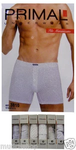 BOXER UOMO PRIMAL COTONE MERCERIZZATO 6 PEZZI STAMPATO BIANCO DA M A XXL - 3810 - Afbeelding 1 van 1