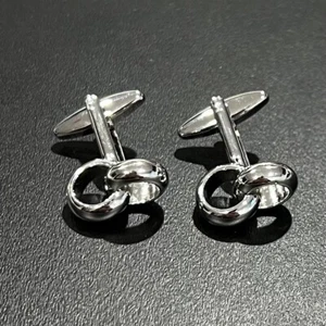 Cross Two Rings Cufflinks Men Daily Wear Birthday Father’s Day Gift In Box - Picture 1 of 6