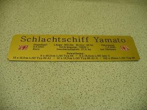 Hohes Namensschild mit zusätzlichen Daten für Modellständer  -  Yamato - Bild 1 von 2
