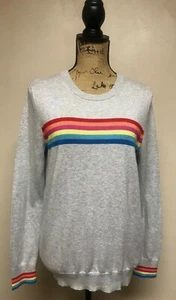 GAP DAMEN GR. M 100 % BAUMWOLLE REGENBOGEN GESTREIFTER STRICKPULLOVER PULLOVER NEU MIT ETIKETT PRIDE - Bild 1 von 6
