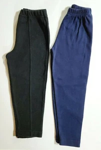 2 Pairs Girls Knit Pants Size 4 Black + Size 4/5 Navy Pull-On Elastic Waist READ - Picture 1 of 12