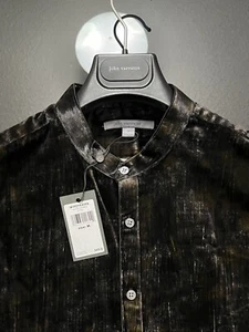 Camisa de Lujo Colección John Varvatos - Terciopelo Triturado - Regaliz - $498 Nueva con Etiquetas - Imagen 1 de 15