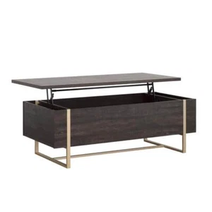 SAUDER Coffee Table 47.244" L, Walnut Rectangle Composite Lift Top + Metal Frame - Picture 1 of 8