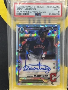 PSA 9 Angel Martinez 2021 Bowman Chrome Aqua Sapphire Refractor AUTO RC /99 💎SP - Bild 1 von 2
