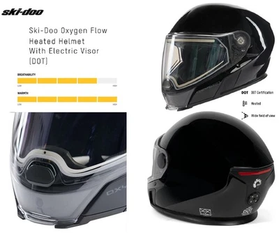 Ski-Doo Oxygen Flow Heated Helmet W/ Vented Shield-Gloss Black- 9290870990-LG - Image 1 of 4
