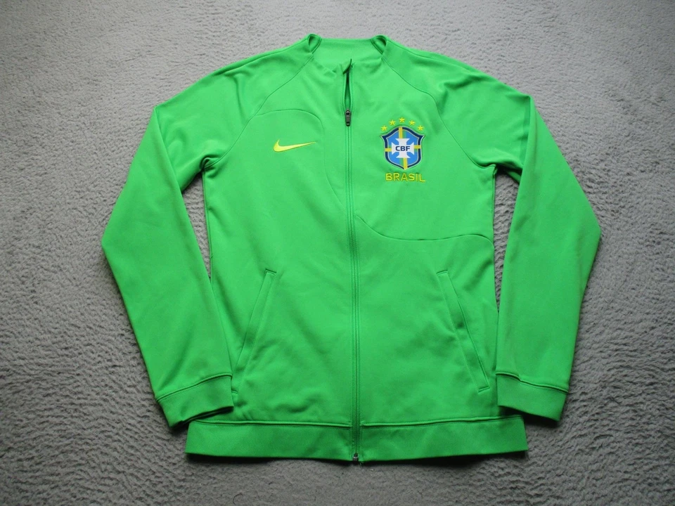 巴西夹克男式 S 绿色学院职业足球全拉链耐克修身版型 — 第 1/4 张图片