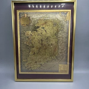 Gold Foil Wall Art Map of Ireland Tindal/Rapin’s History - Picture 1 of 8
