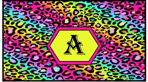 Leopard print rainbow VINYL Checkbook Cover Personalized YOUR INITIAL - Picture 1 of 4