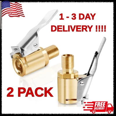 2-Pack Brass Tire Air Chuck Locking Quick Connect Inflator Hose Adapter No Leaka - Image 1 of 4