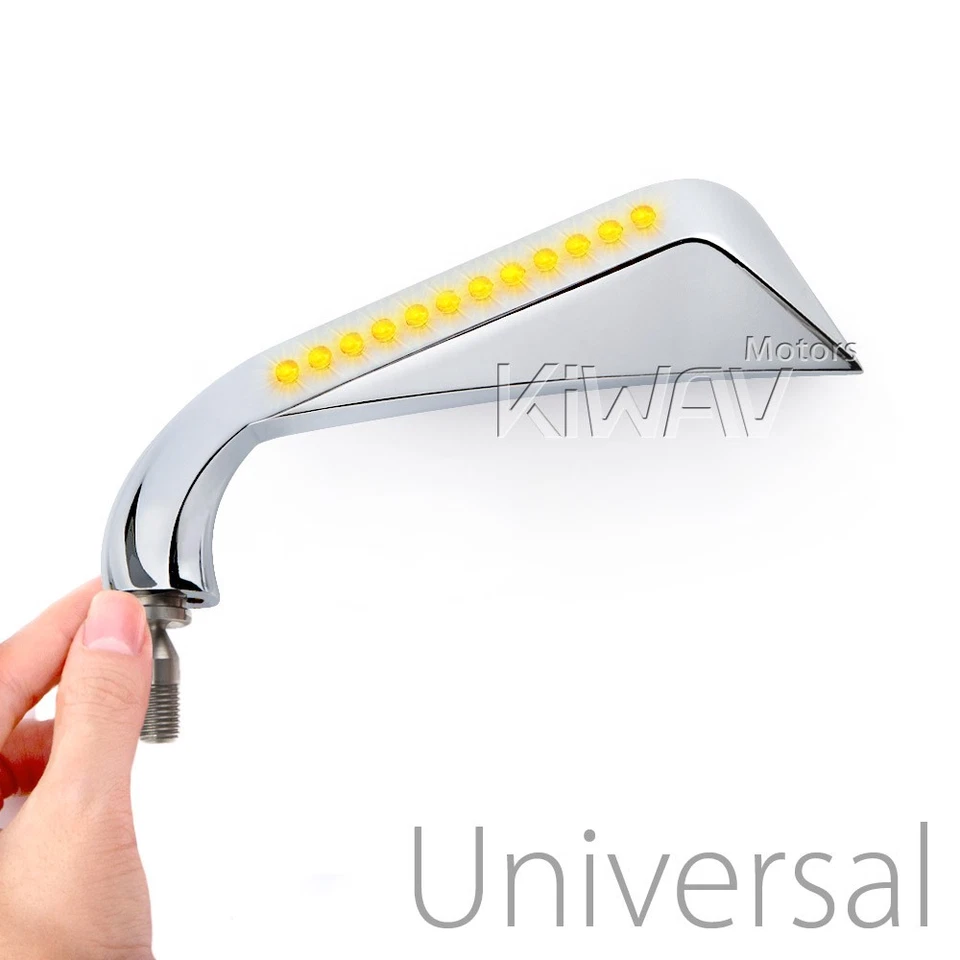 KiWAV mirror AXE chrome LED turn signals 10mm fits Honda CB900F Hornet Rebel GL - Image 1 of 4