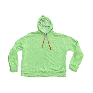 Sundry Neon Lime Green Pullover Rainbow String Oversize Knit Hoodie Size XL - Picture 1 of 4