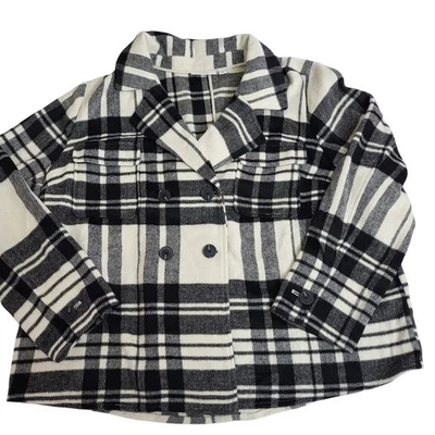 Abrigo Chaqueta Cazadora Vellón Cuadros Doble Pecho Guisante 2X Negro Blanco Informal Elegante Foto 1 de 4