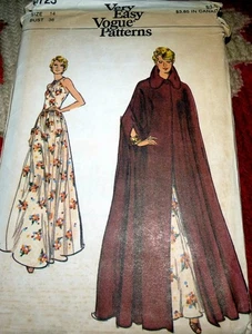 *LOVELY VTG 1970s EVENING DRESS & CAPE VOGUE Sewing Pattern 14/36 FF - Picture 1 of 2