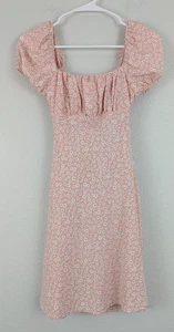 Mini Vestido Altar'd State Talla XS Rosa con Estampado Floral Corbata Atrás Mangas Abullonadas 4264 - Imagen 1 de 6
