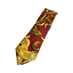 Corbata HERMES Rojo Naranja Seda Logo vendedor de Japón N0130 16 Hecha en Francia - Imagen 1 de 3