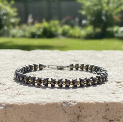 Pulsera curativa de hematita para hombre piedra de protección equilibrio energético regalo de Navidad para hombre Foto 1 de 4