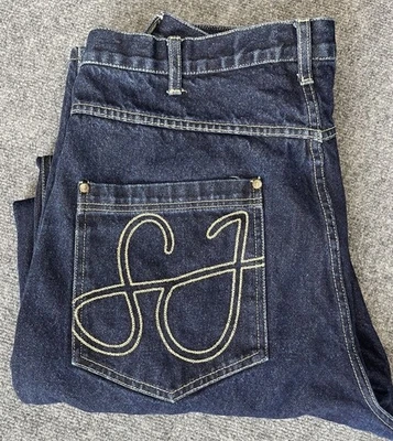 Sean John Jeans Mens 38 Blue Denim Straight Leg SJ Embroidered Hip Hop Vintage - Image 1 of 4