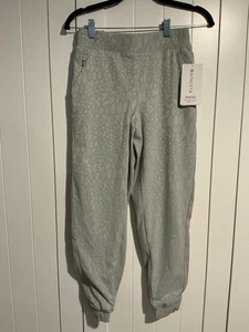 Athleta Brooklyn gefütterte strukturierte Jogginghose 0P Petite Gray Animal Print Neu mit Etikett  - Bild 1 von 12