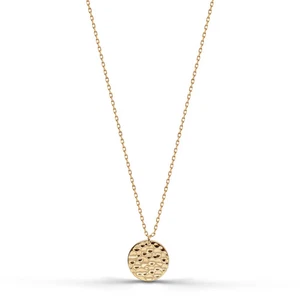 18k vergoldete Halskette Damen Schmuck mit rundem Anhänger elegant stilvoll - Bild 1 von 4