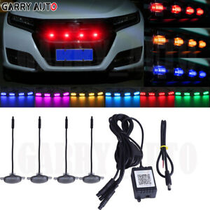 4x Smoked Lens RGB Lamp Front Hood Grille Bumper Raptor Style Mesh Marker light