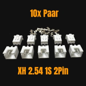 ✅ 10 Paar 1S 2Pin XH Balancer Stecker Buchse Crimp Set Male Female Lipo Akku RC - Bild 1 von 15