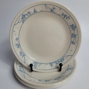 FIVE Corning Corelle First of Spring Bread Plates White Flowers Blue Stems - Picture 1 of 13