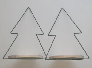 2pk Target Wood & Metal Christmas Tree Tray Decoration Set 12x9x7 Inches - Picture 1 of 6