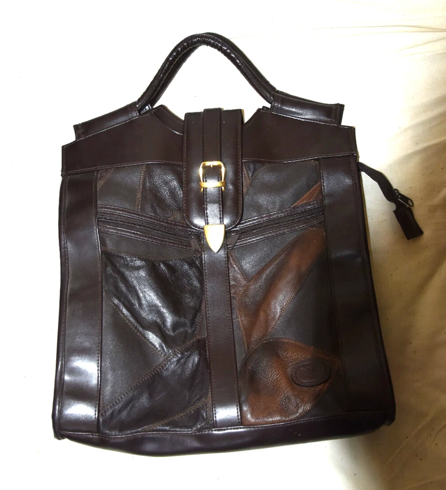 MC Tragetasche, Leder, braun, Applikationen, hochwertiges Aussehen - Bild 1 von 4