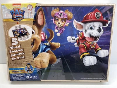 Paw Patrol The Movie 5 Wood Puzzles Box Set For Kids - Image 1 of 2