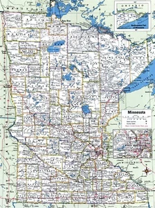 Mapa brillante de los condados del condado de Minnesota cartel impresión fotográfica banner 10274 - Imagen 1 de 1