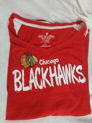 Chicago Blackhawks Hockey Red Womens Soft As A Grape Tee Size 1 - Image 1 of 3