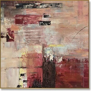 Abstract Original Beige Art Expressionist Painting On Canvas Modern Textured Art - Picture 1 of 7