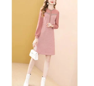 Pink Tweed Women Dress NEW - Picture 1 of 7