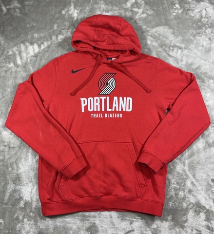 Nike Portland Trail Blazers Dri Fit Hoodie Mens Medium Red Showtime Sweatshirt Cover