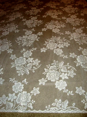 Lace Tablecloth White  Rose Bouquet design 52 x 70 - Image 1 of 2